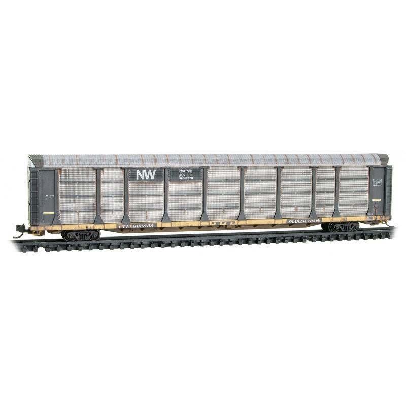 N Micro-Trains MTL 11144460 ETTX N&amp;W 89&#39; Tri-Level Autorack #800838 - Weathered