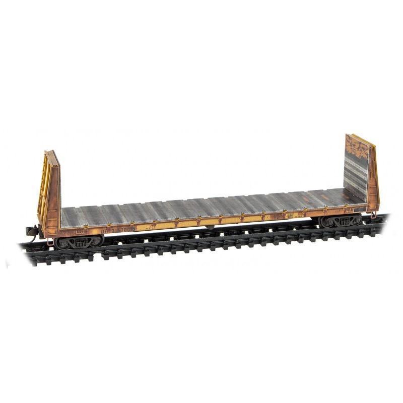 N Micro-Trains MTL 98305049 UP Union Pacific 61&#39; Bulkhead Flat Car Set Weathered