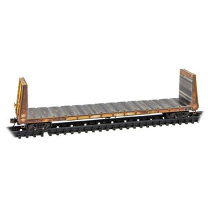 N Micro-Trains MTL 98305049 UP Union Pacific 61' Bulkhead Flat Car Set Weathered
