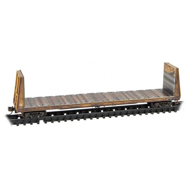 N Micro-Trains MTL 98305049 UP Union Pacific 61&#39; Bulkhead Flat Car Set Weathered