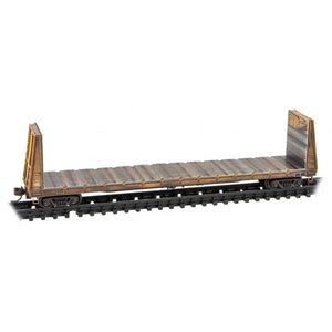 N Micro-Trains MTL 98305049 UP Union Pacific 61' Bulkhead Flat Car Set Weathered