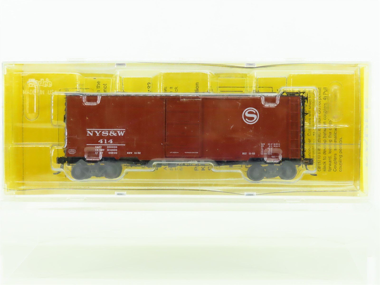 HO Scale Kadee 4053 NYS&W Susquehanna 40' Single Door Steel Box Car #414