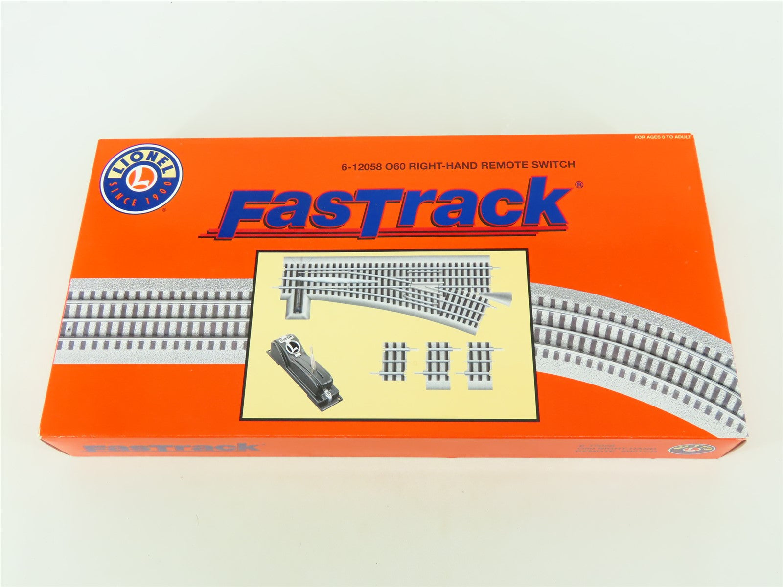 O Gauge 3-Rail Lionel FasTrack #6-12058 O60 Right-Hand Remote Switch Track