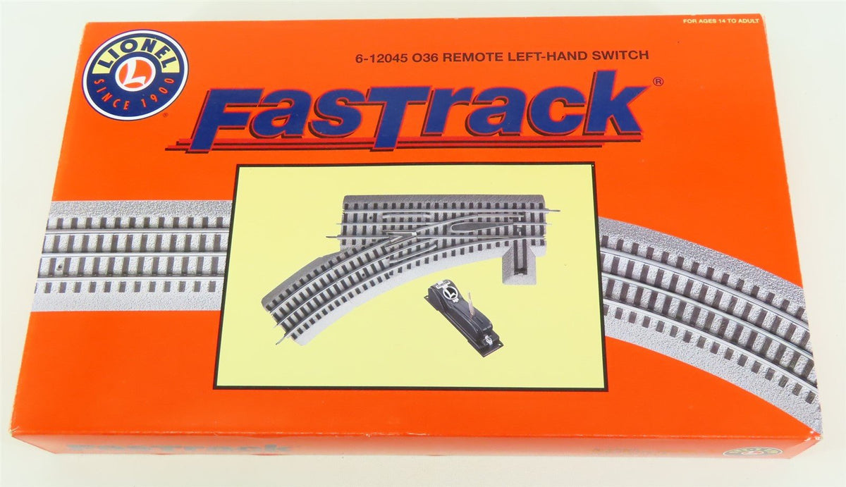 O Gauge 3-Rail Lionel FasTrack #6-12045 O36 Left-Hand Remote Switch Track