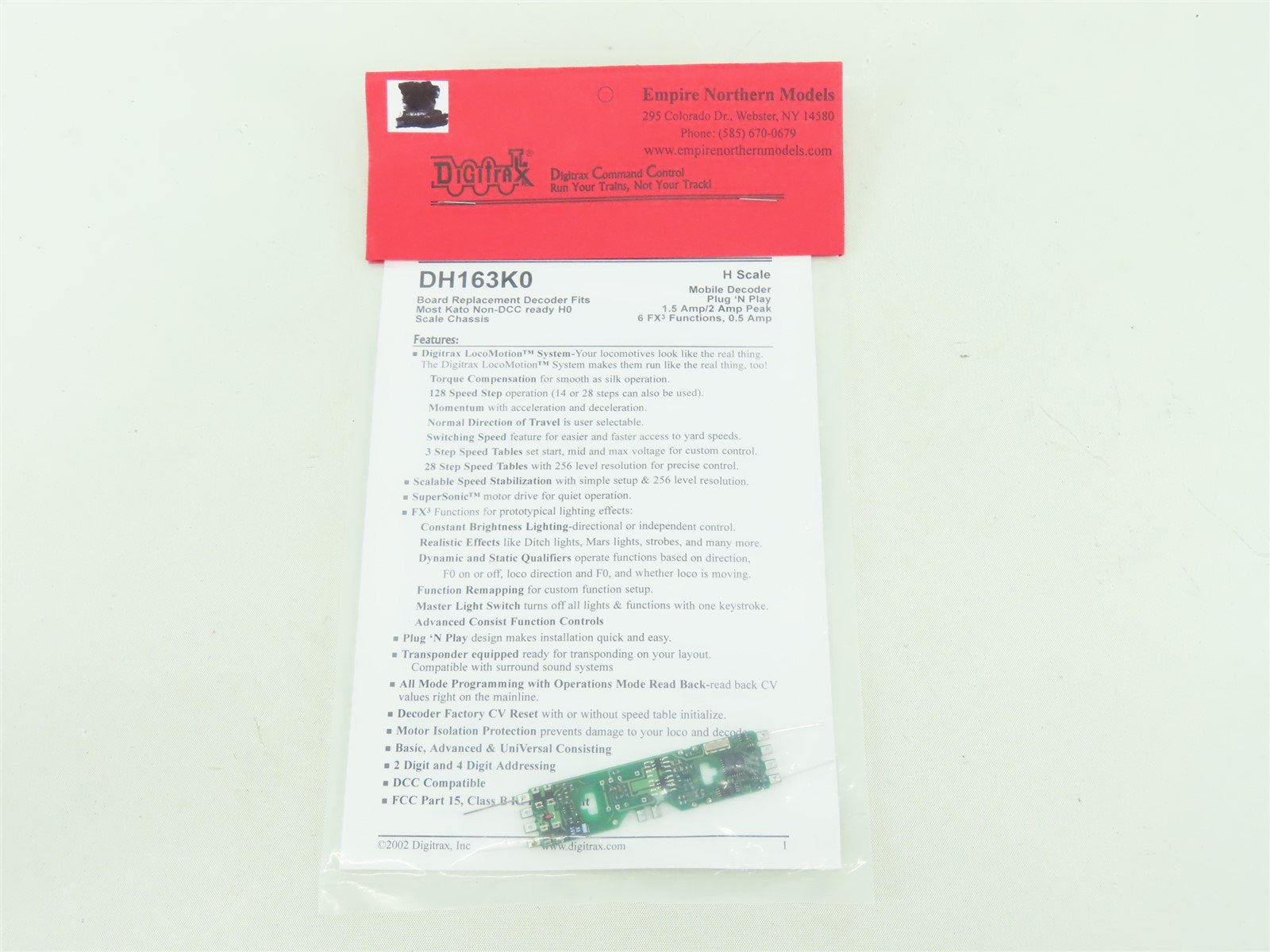Digitrax DH163K0 DCC 1.5A Board Replacement Mobile Decoder for HO KATO Diesel