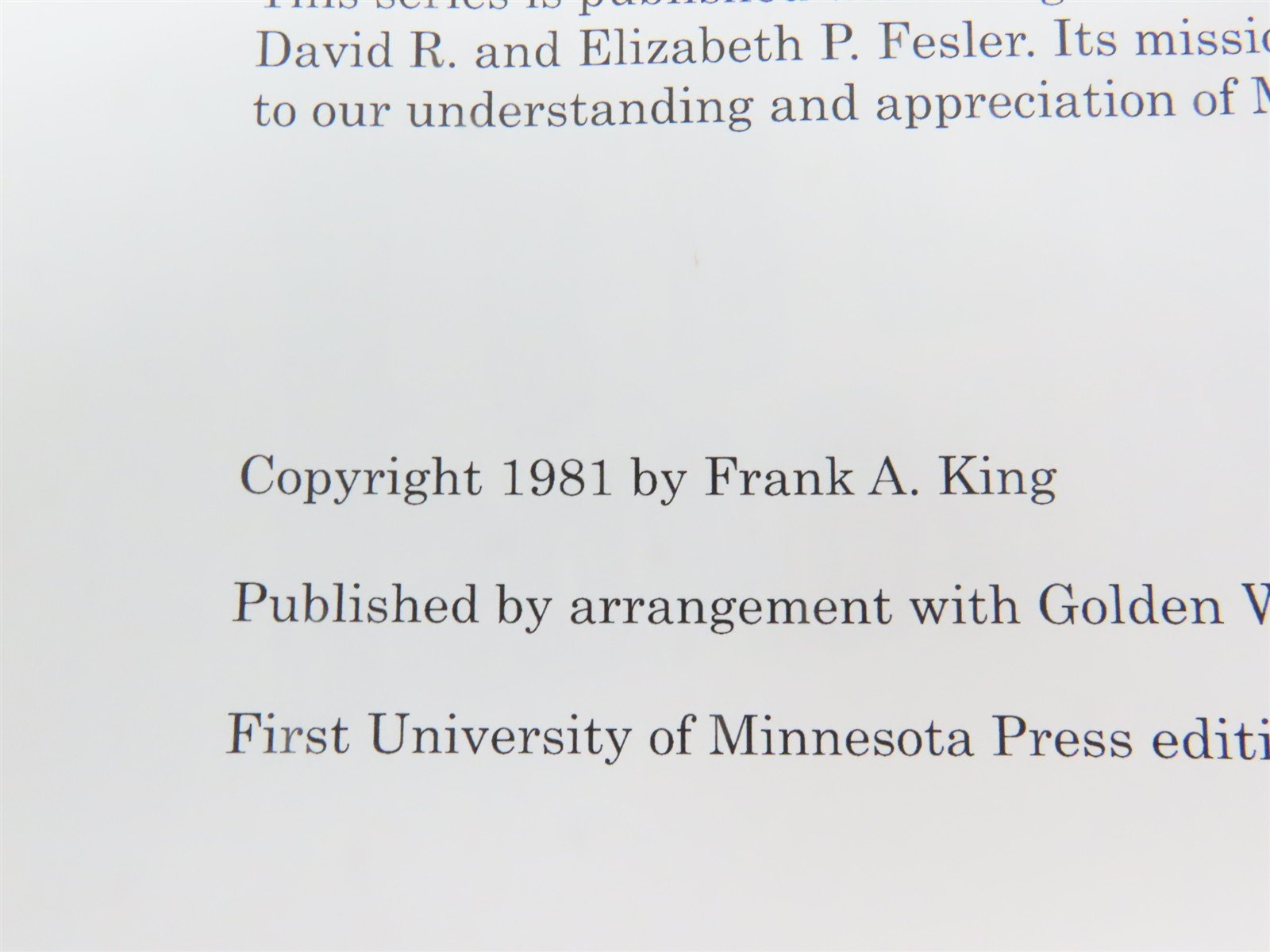 Minnesota Logging Railroads by Frank A King ©2003 SC Book