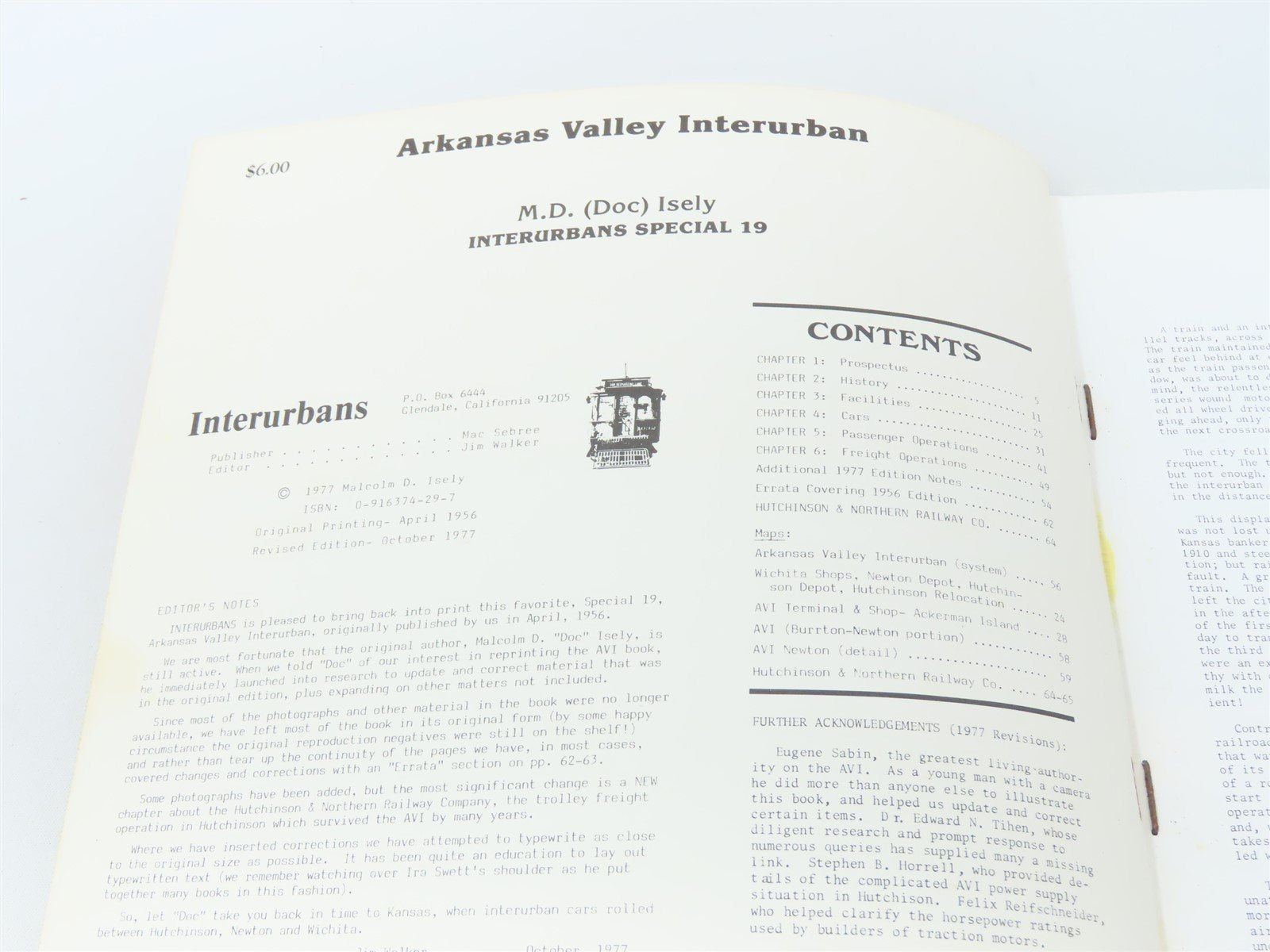 Arkansas Valley Interurban by Malcolm D Isely ©1977 SC Book