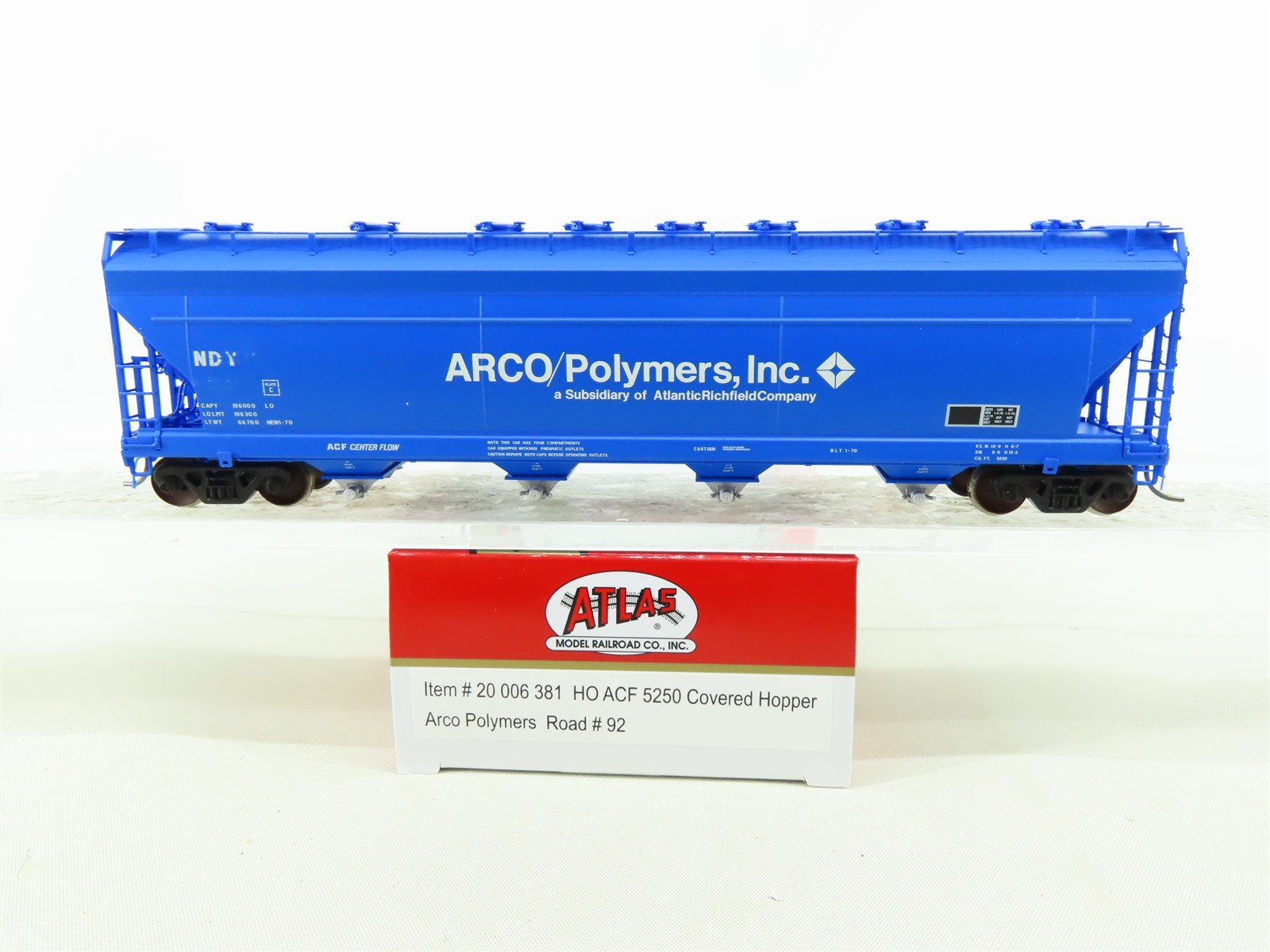 HO Scale Atlas Master Plus 20006381 NDYX ARCO/Polymers Inc 4-Bay Hopper #92