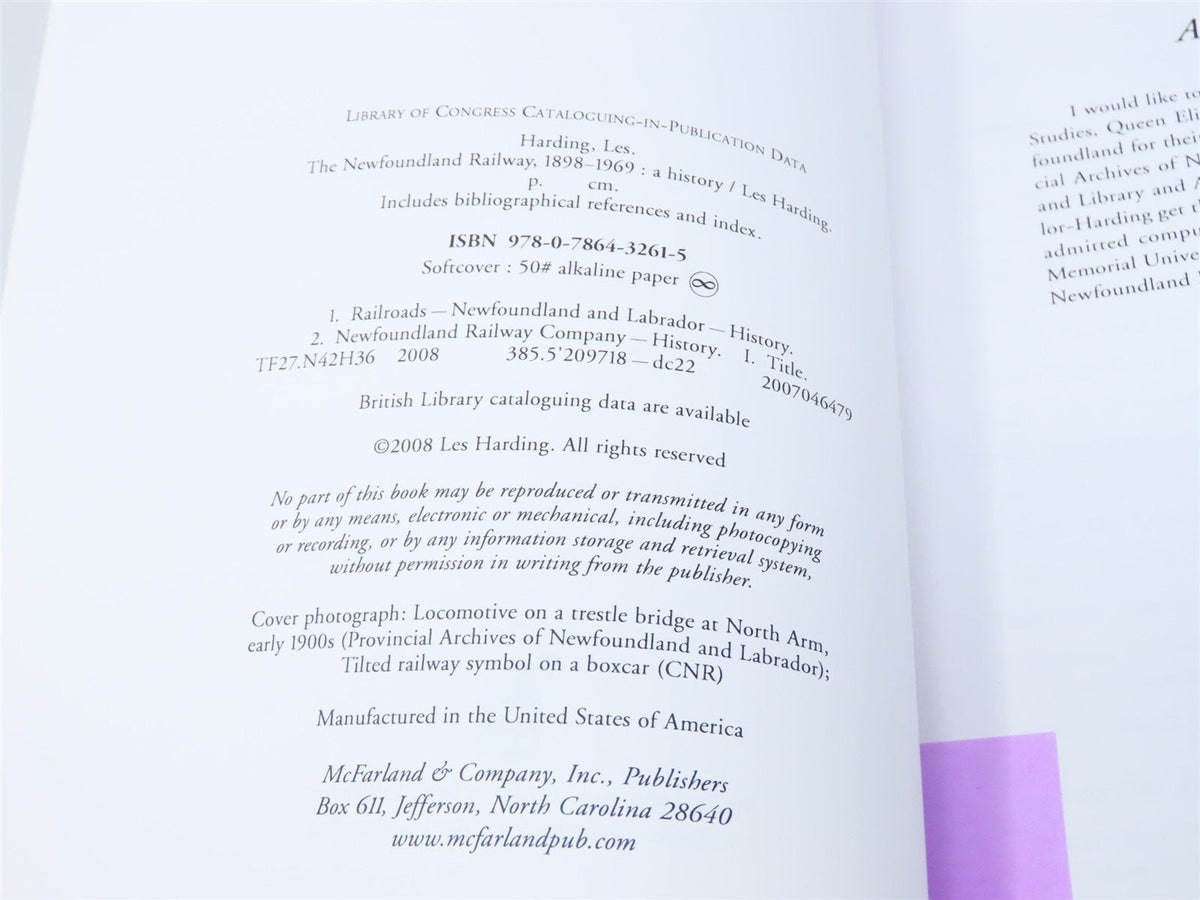 The Newfoundland Railway 1898-1969 by Les Harding ©2008 SC Book