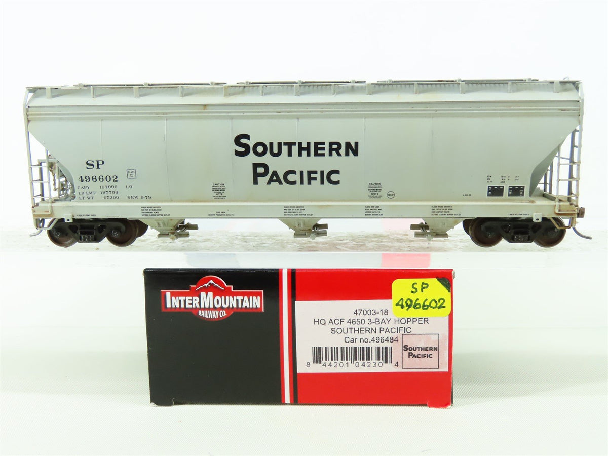 HO Scale InterMountain 47003-18 SP 3-Bay Covered Hopper #496539 Custom Weathered