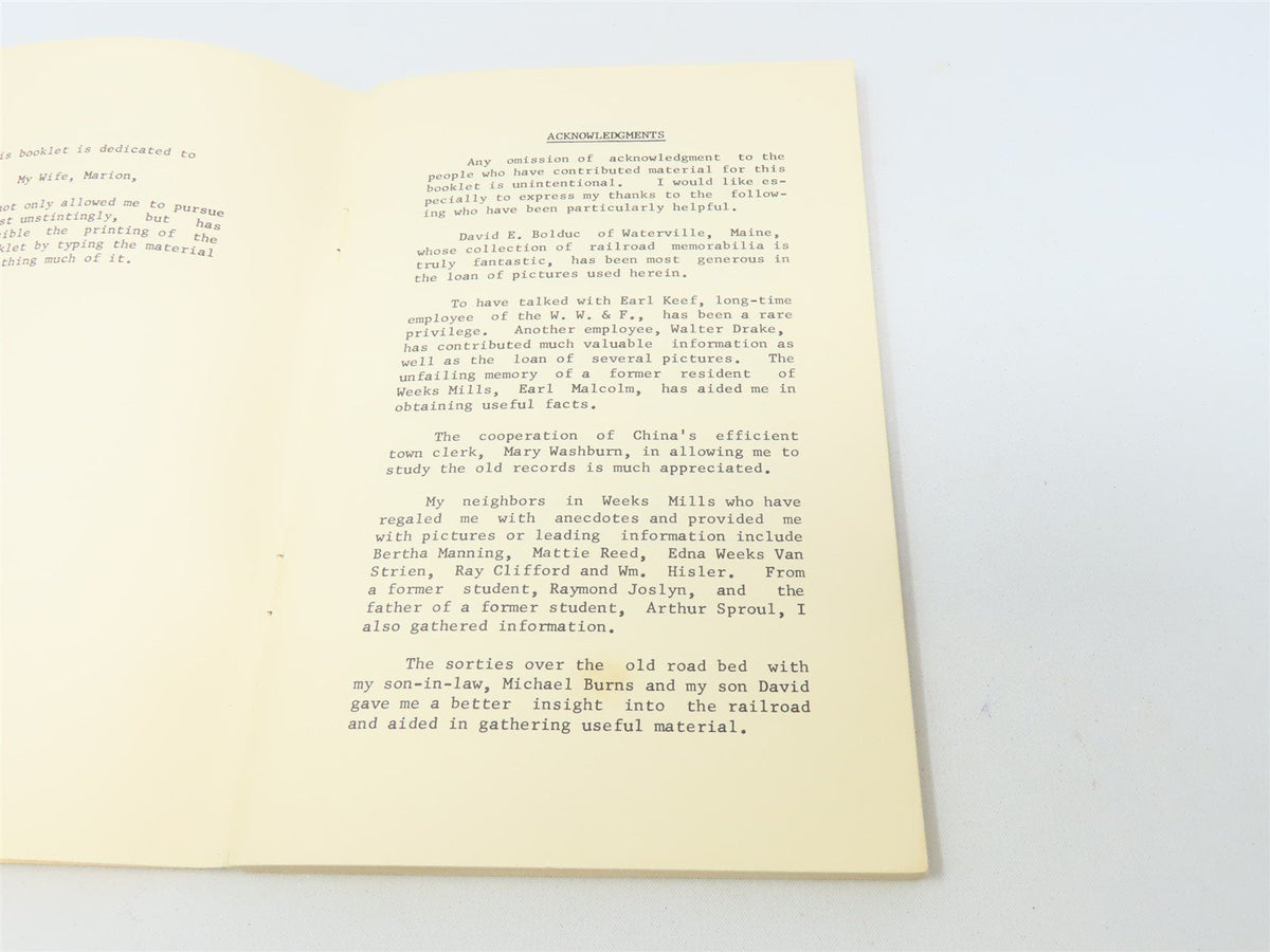 The Weeks Mills &quot;Y&quot; of the Two-Footer by Clinton F Thurlow ©1965 SC Book
