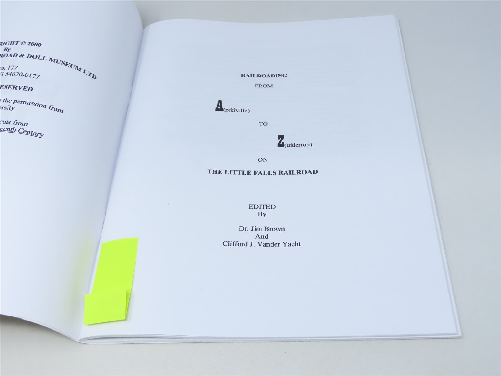 The Little Falls Railroad by Jim Brown & Clifford J Vander Yacht ©2000 SC Book