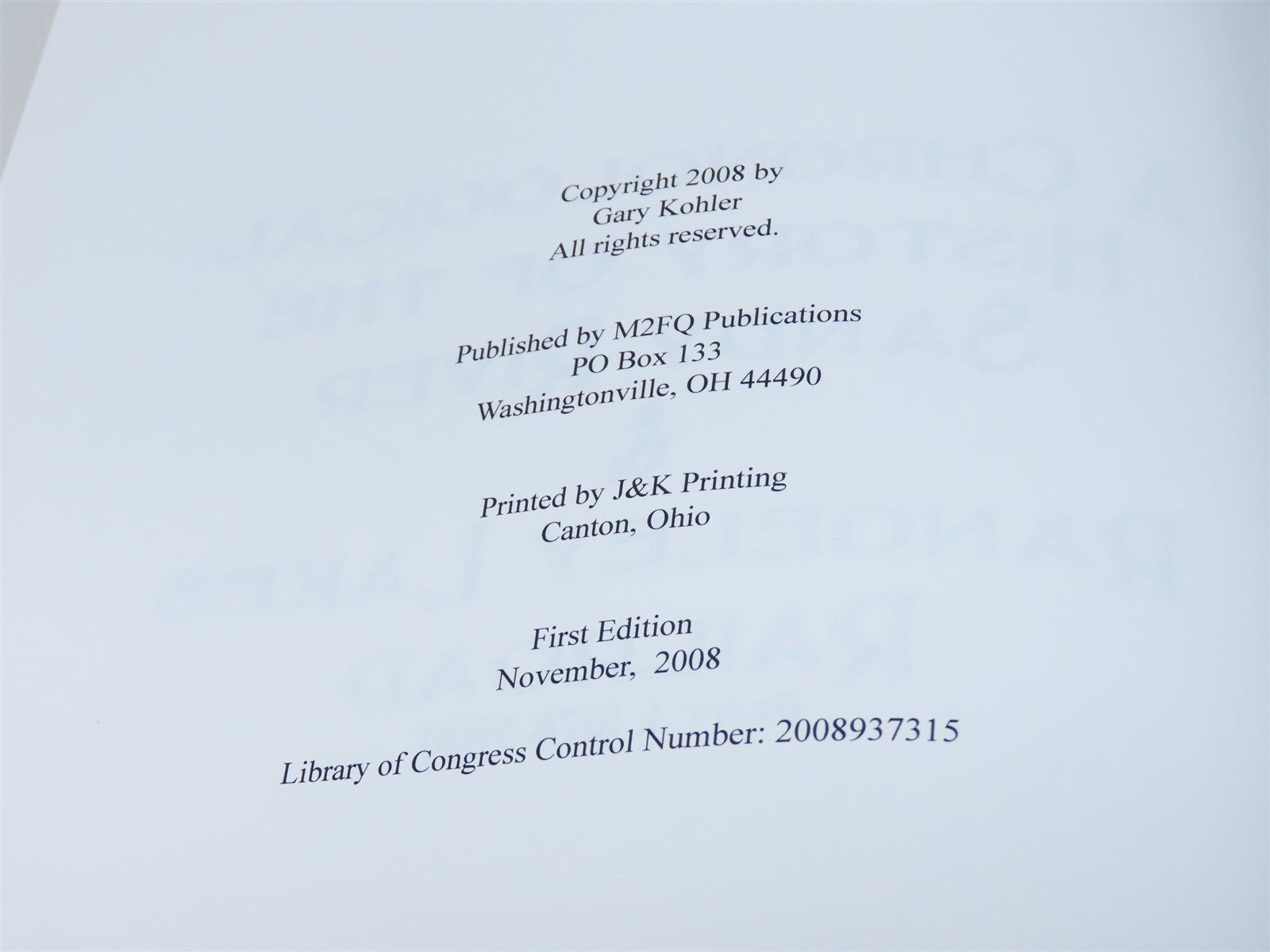 Chronological History of the Sandy River & Rangeley.. by Gary Kohler ©2008 SC Bk