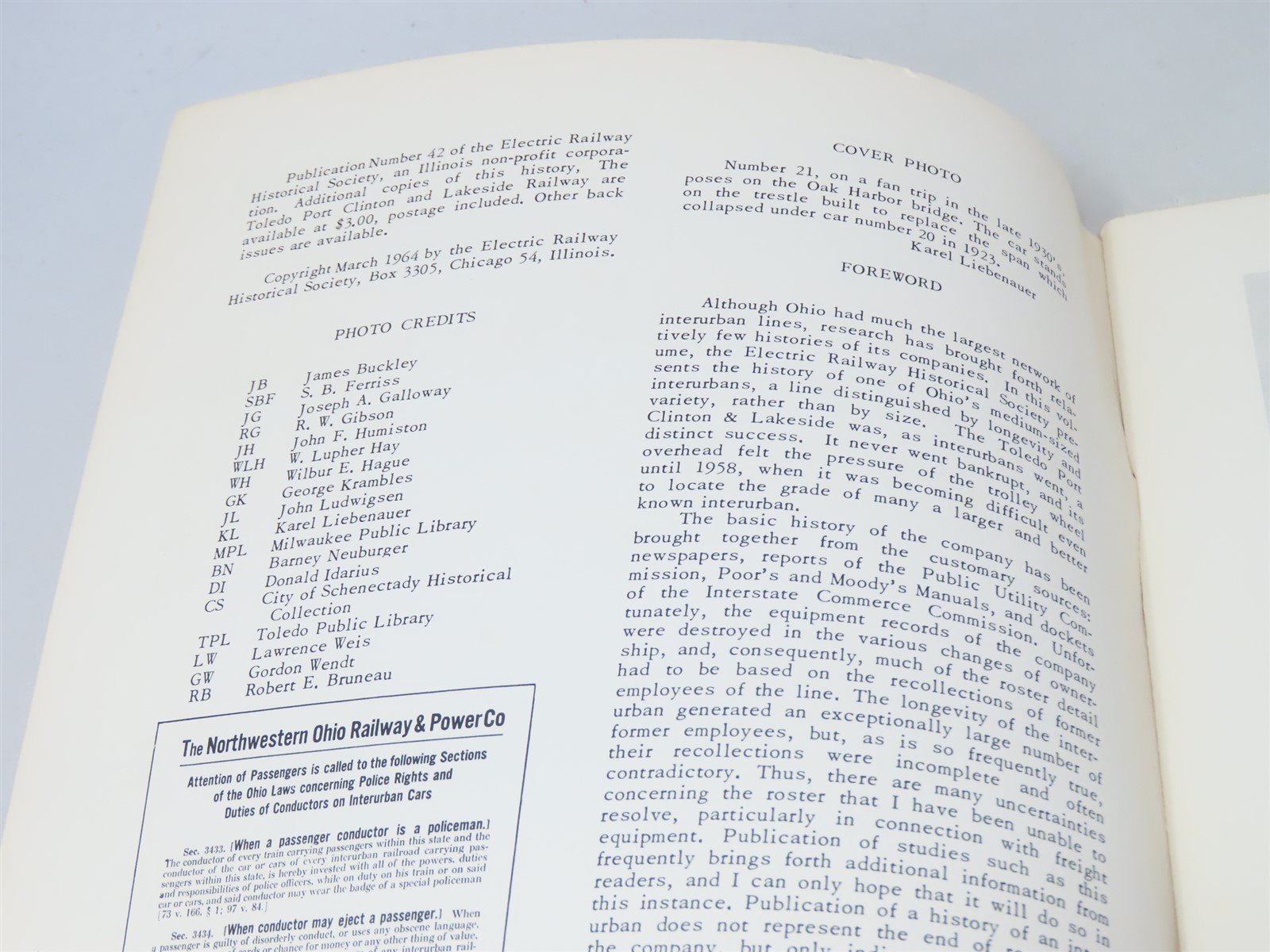 The Toledo, Port Clinton & Lakeside Railway by George W Hilton ©1964 SC Book