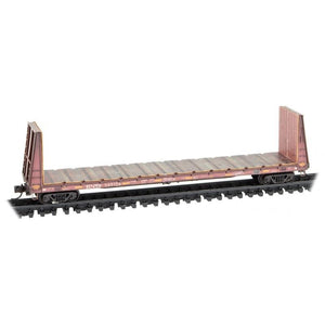 N Micro-Trains MTL 98305051 BNSF 61' Bulkhead Flat Car 3-Pk Weathered w/Graffiti
