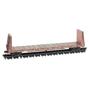 N Micro-Trains MTL 98305051 BNSF 61' Bulkhead Flat Car 3-Pk Weathered w/Graffiti