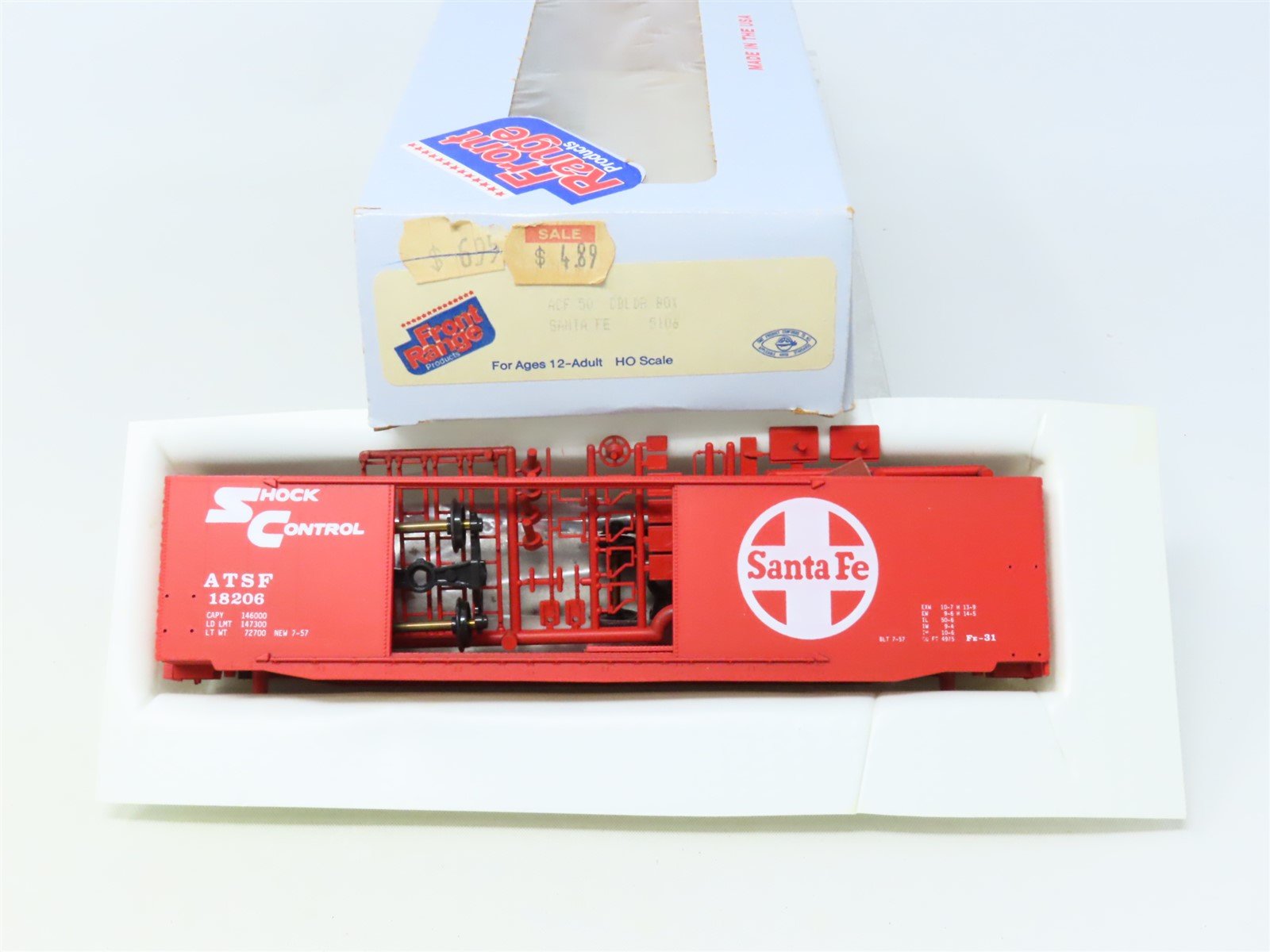 HO Scale Front Range Kit 5106 ATSF Santa Fe 50' Double Door Box Car #18206