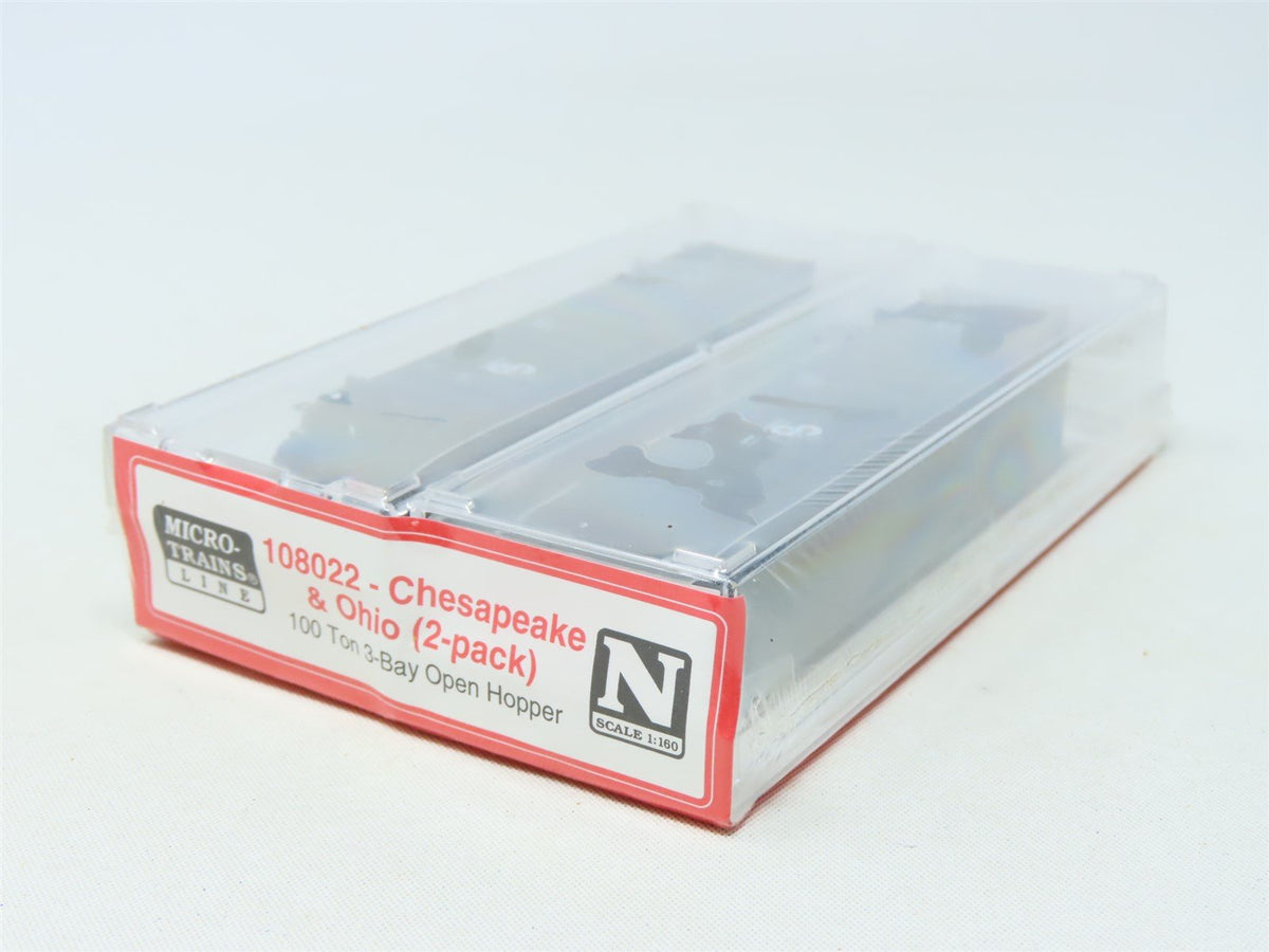 N Scale Micro-Trains MTL 108022 C&amp;O Chesapeake &amp; Ohio 3-Bay Hopper w/ Load 2-Pk.