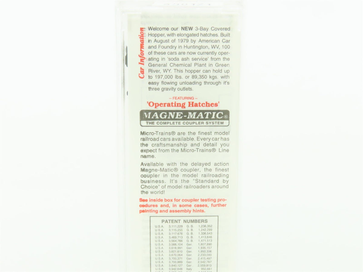 N Micro-Trains MTL 94020 GRPX General Chemical 3-Bay Covered Hopper #944569
