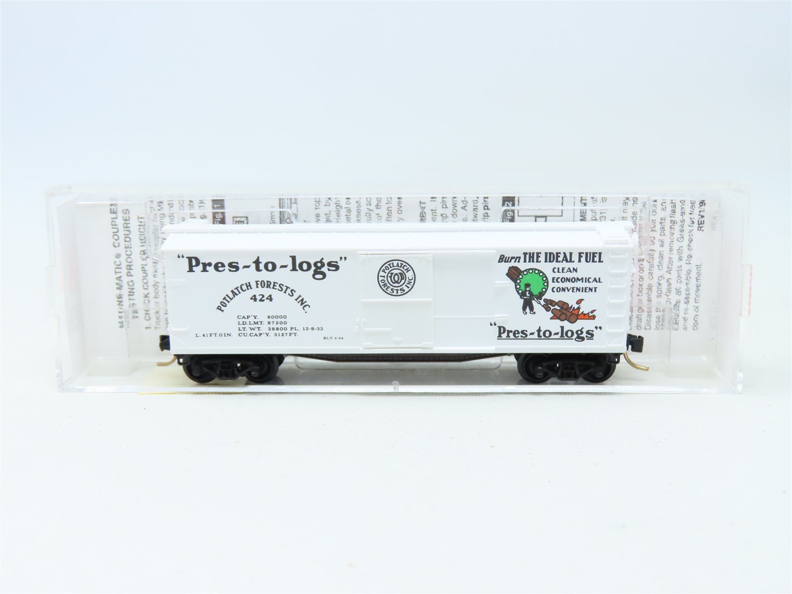 N Scale Micro-Trains MTL #42060 Potlach Lumber Co. 40' Single Door Box Car #424