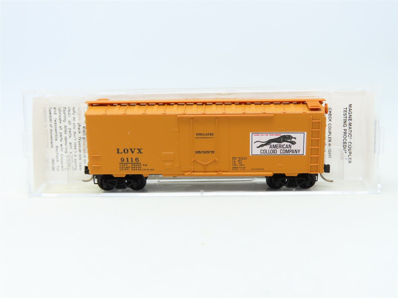 N Scale Micro-Trains MTL 21190 LOVX American Colloid Co. 40' Box Car #9116