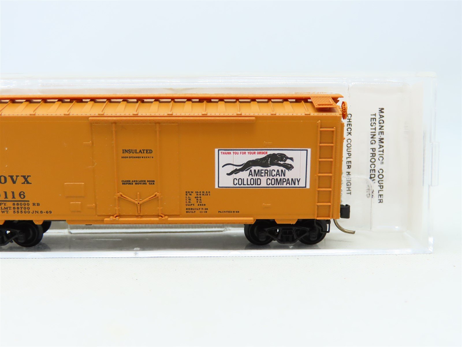 N Scale Micro-Trains MTL 21190 LOVX American Colloid Co. 40' Box Car #9116