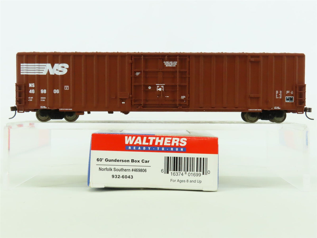 HO Scale Walthers #932-6043 NS Norfolk Southern 60&#39; Gunderson Box Car #469806