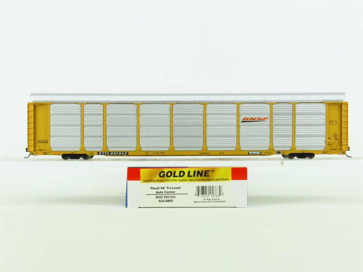 HO Walthers Gold Line #932-4885 ETTX TTX BNSF Thrall 89&#39; Tri-Level Auto Carrier