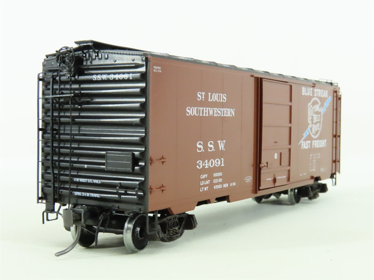 HO Kadee #4902 SSW Cotton Belt Blue Streak 40&#39; Boxcar #34091 - Custom Weathered