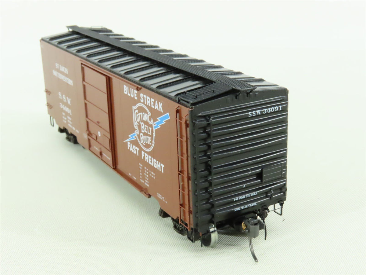 HO Kadee #4902 SSW Cotton Belt Blue Streak 40&#39; Boxcar #34091 - Custom Weathered