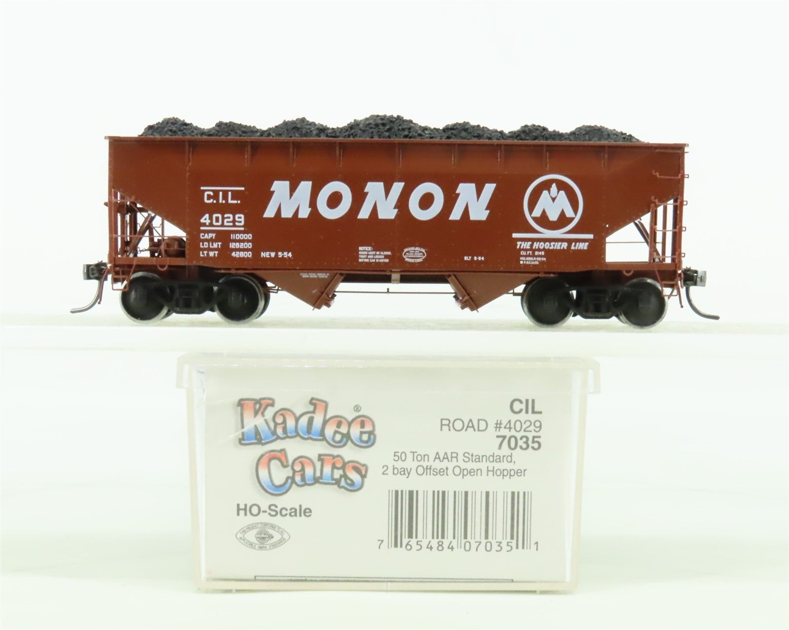 HO Scale Kadee #7035 CIL MONON 2-Bay Hopper w/ Load #4029 - Custom Weathered