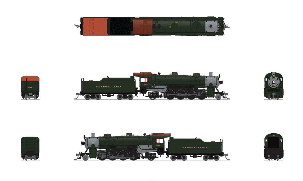 N Broadway LTD BLI 7860 PRR Pennsylvania 2-8-2 Mikado Steam #9628 w/ Paragon4