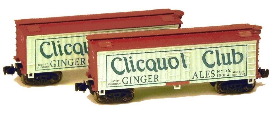 Z Scale FULL THROTTLE FTB9208-1 NYDX Clicquot Club 34&#39; Wood Reefer 2-Pk Set #1