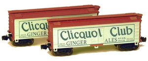 Z Scale FULL THROTTLE FTB9208-1 NYDX Clicquot Club 34' Wood Reefer 2-Pk Set #1