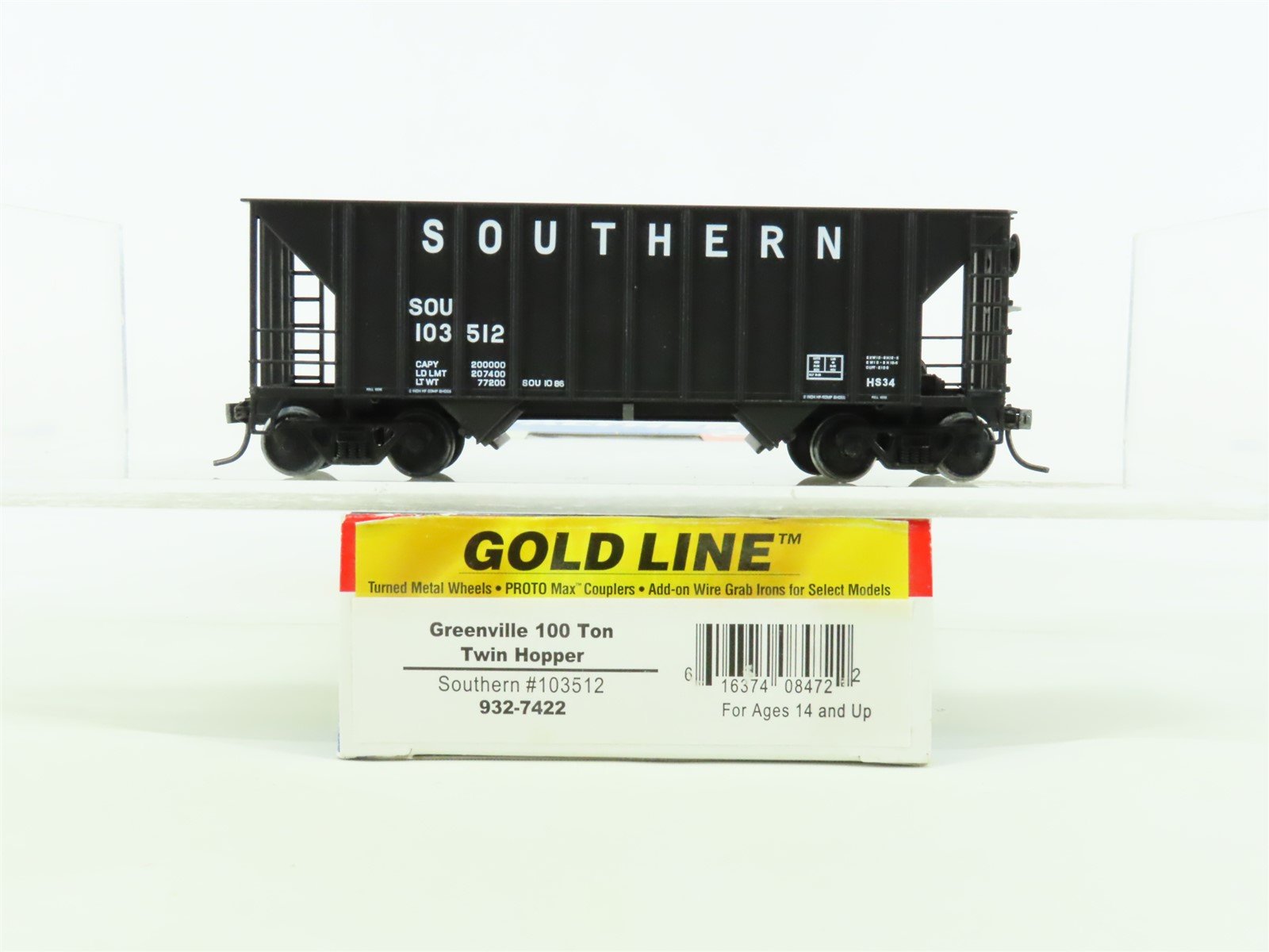 HO Scale Walthers Gold Line 932-7422 Southern Railway 2-Bay Open Hopper #103512