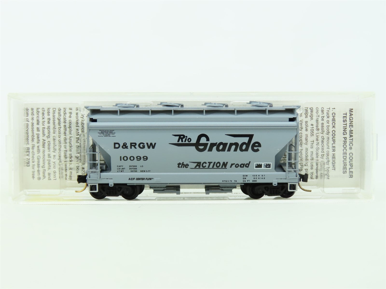 N Scale Micro-Train MTL 92020 D&RGW "The Action Road" 2-Bay ACF Hopper #10099