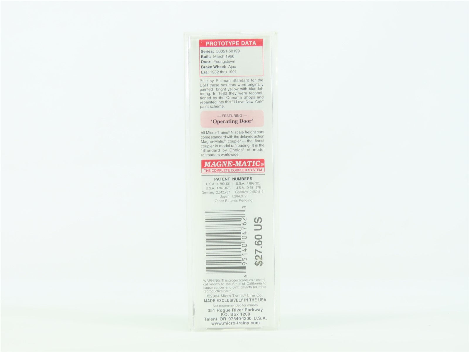 N Scale Micro-Train MTL 77080 DHNY Delaware & Hudson I Love NY Box Car #50137