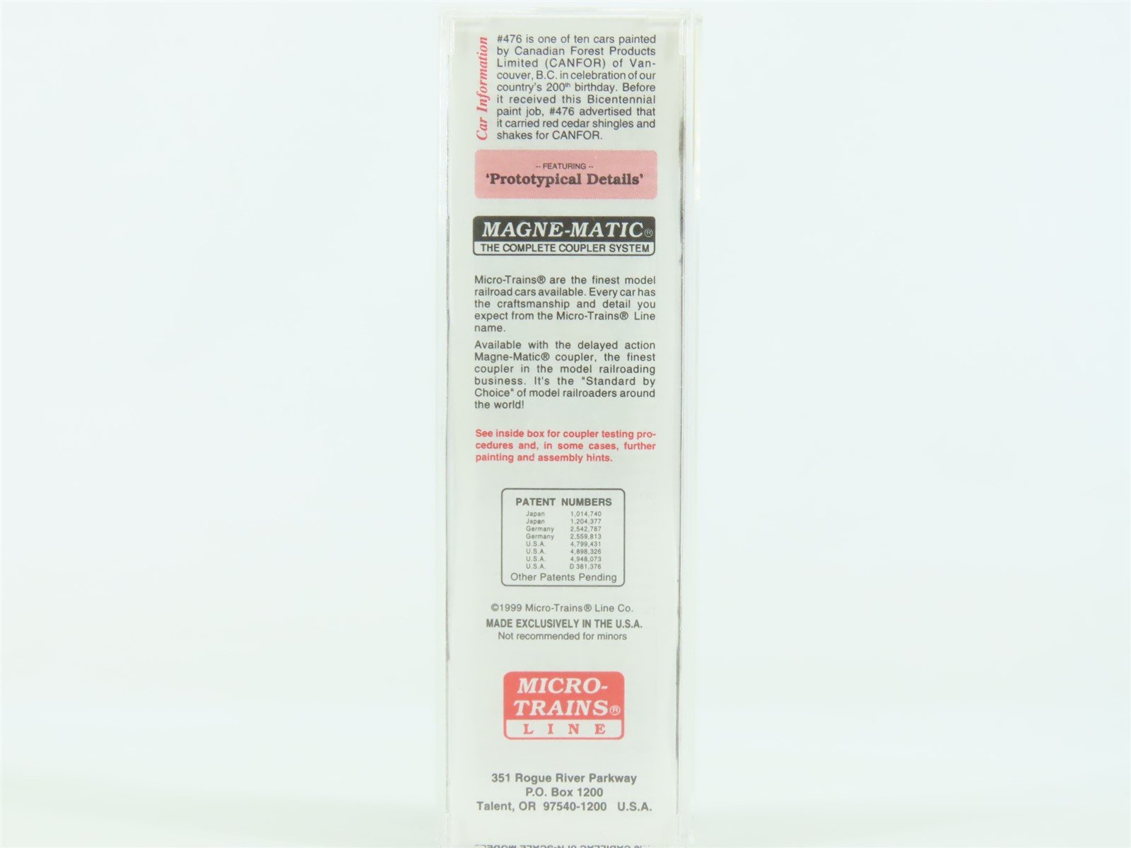 N Micro-Train MTL 75050 USLX CANFOR Congratulations America 50' Box Car #476