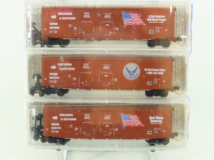 N Scale Micro-Trains MTL #75102 WSOR 9-11 Commemorative 50' Box Car 3-Pack