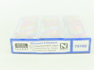 N Scale Micro-Trains MTL #75102 WSOR 9-11 Commemorative 50' Box Car 3-Pack