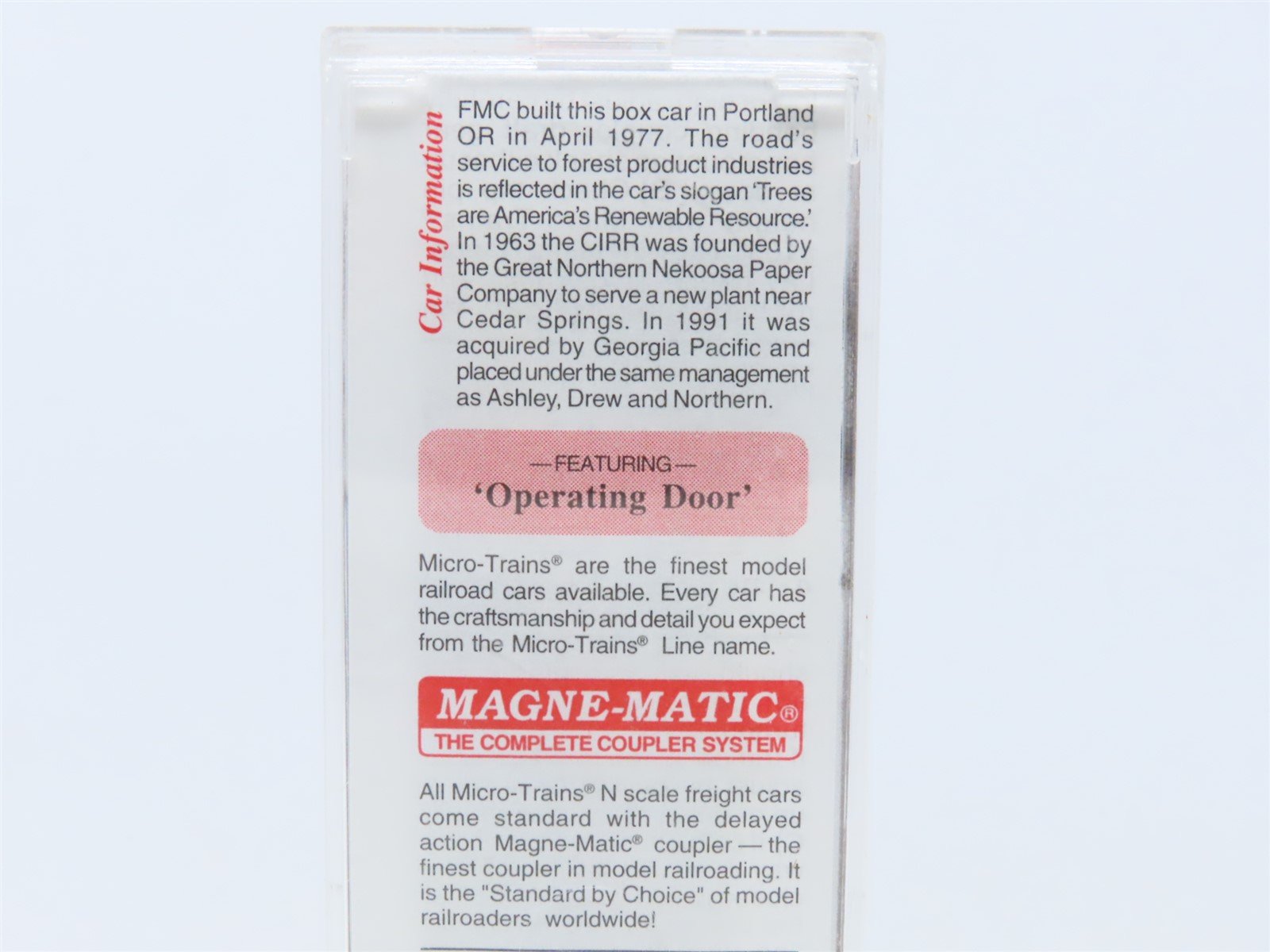 N Scale Micro-Trains MTL 25040 CIRR Chattahoochee Industrial 50' Box Car #90068