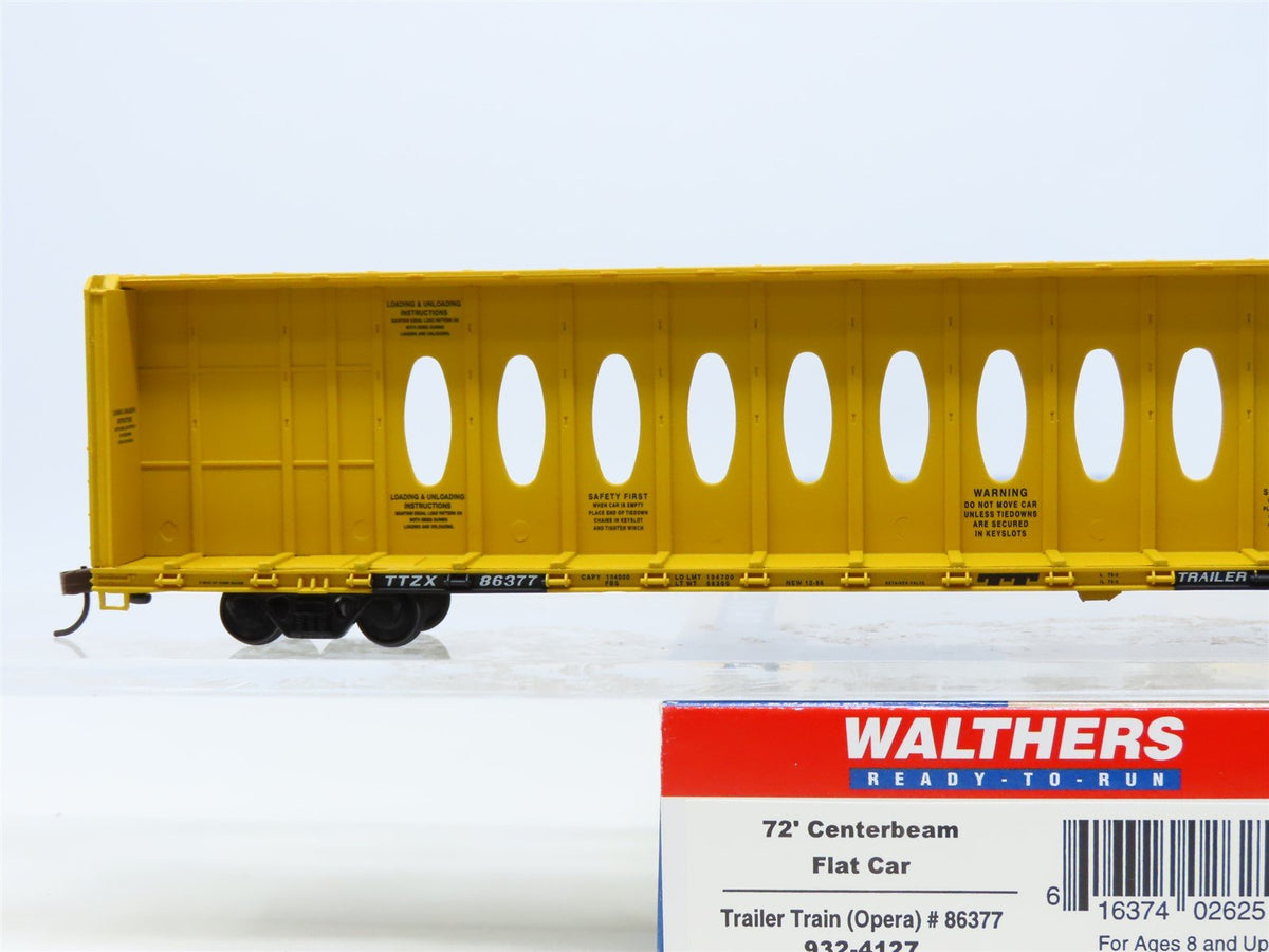 HO Scale Walthers #932-4127 TTZX Trailer Train 72&#39; Centerbeam Flat Car #86377