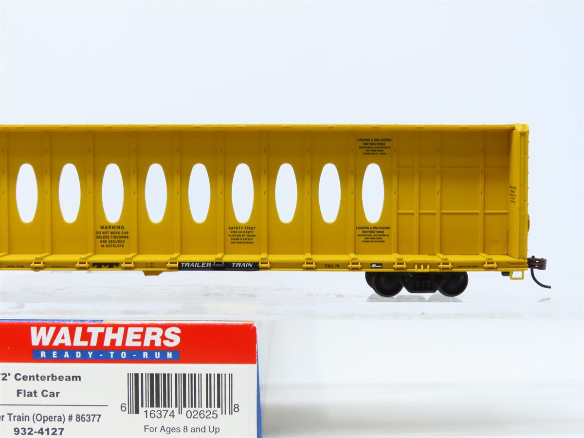 HO Scale Walthers #932-4127 TTZX Trailer Train 72&#39; Centerbeam Flat Car #86377