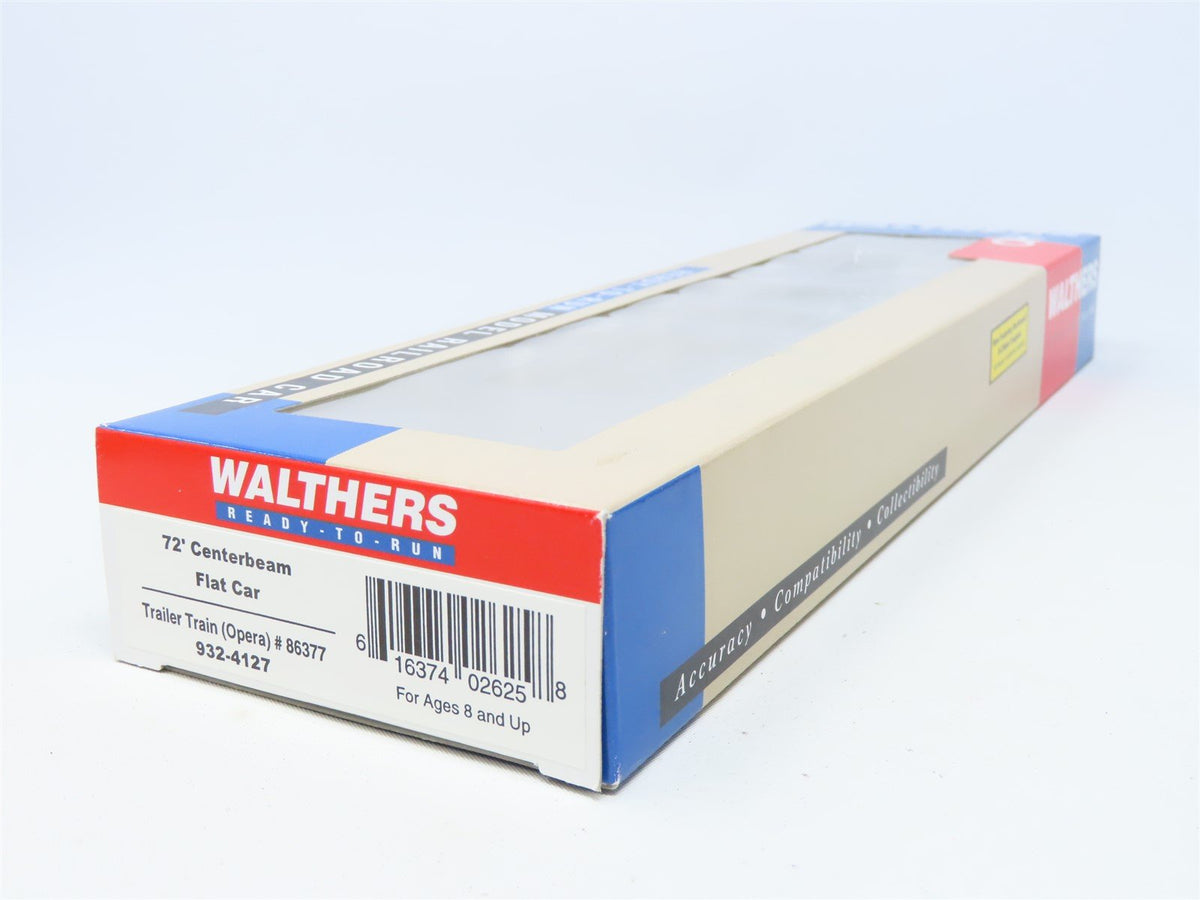 HO Scale Walthers #932-4127 TTZX Trailer Train 72&#39; Centerbeam Flat Car #86377