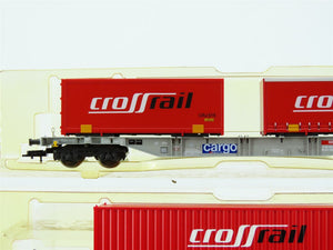 HO Scale Fleischmann 524101 SBB Swiss Flat Cars w/Crossrail Containers 3-Pack