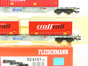 HO Scale Fleischmann 524101 SBB Swiss Flat Cars w/Crossrail Containers 3-Pack