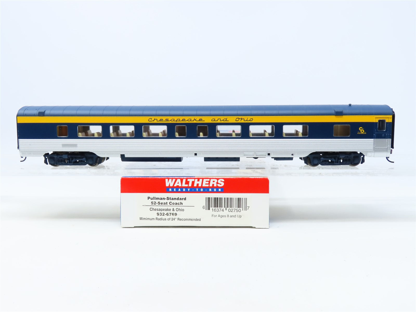 HO Scale Walthers #932-6769 C&O Chesapeake & Ohio 52-Seat Coach Passenger