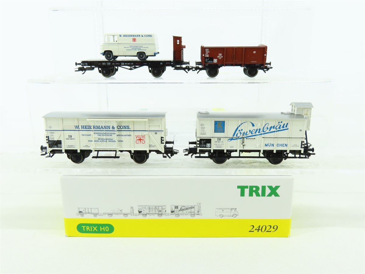 HO Trix 24029 DB German Era III &quot;Ship&#39;s Provisions&quot; Freight 4-Car Set w/Van