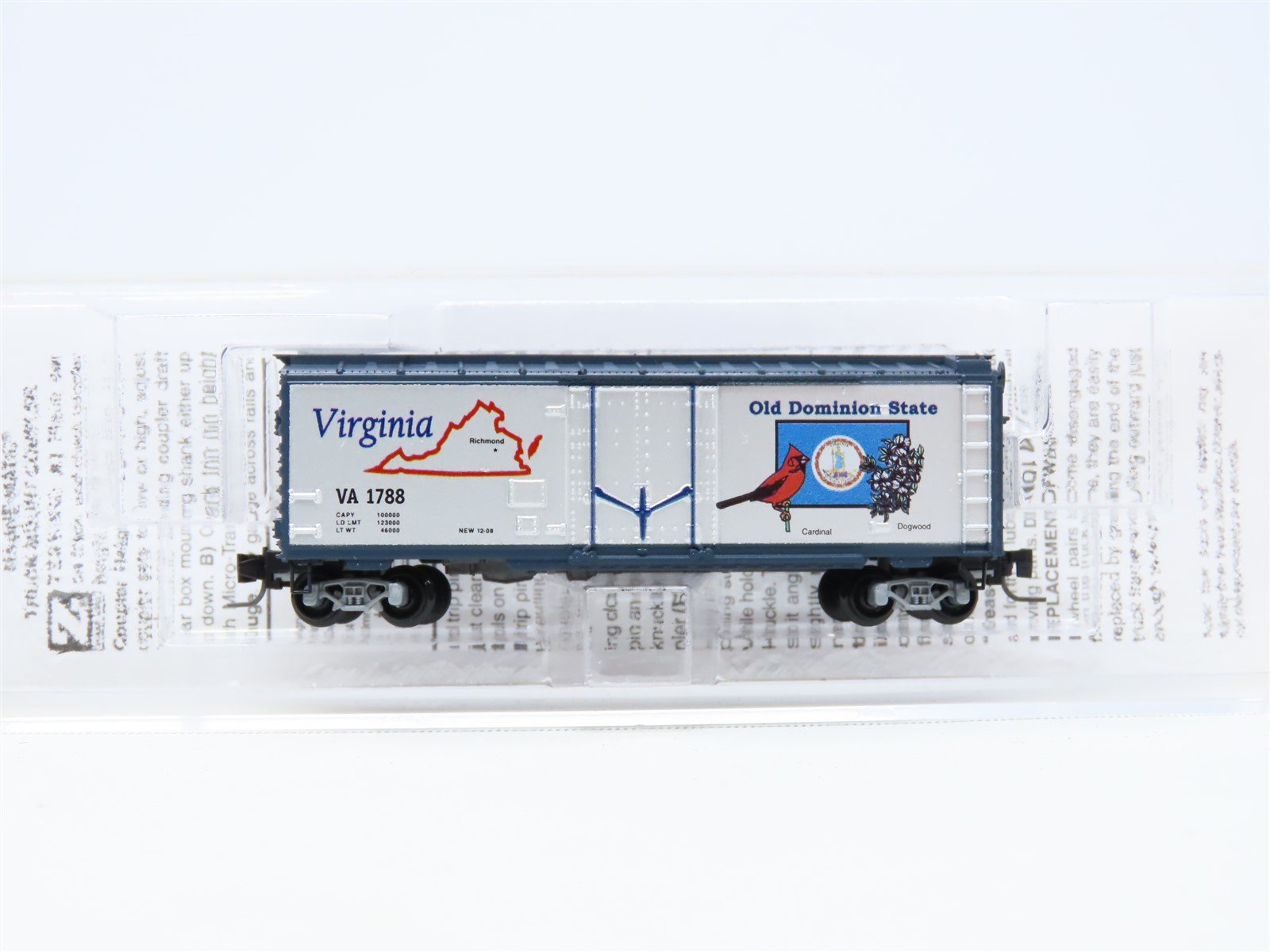 Z Scale Micro-Trains MTL 50200506 VA Virginia State Car Plug Door Box Car #1788