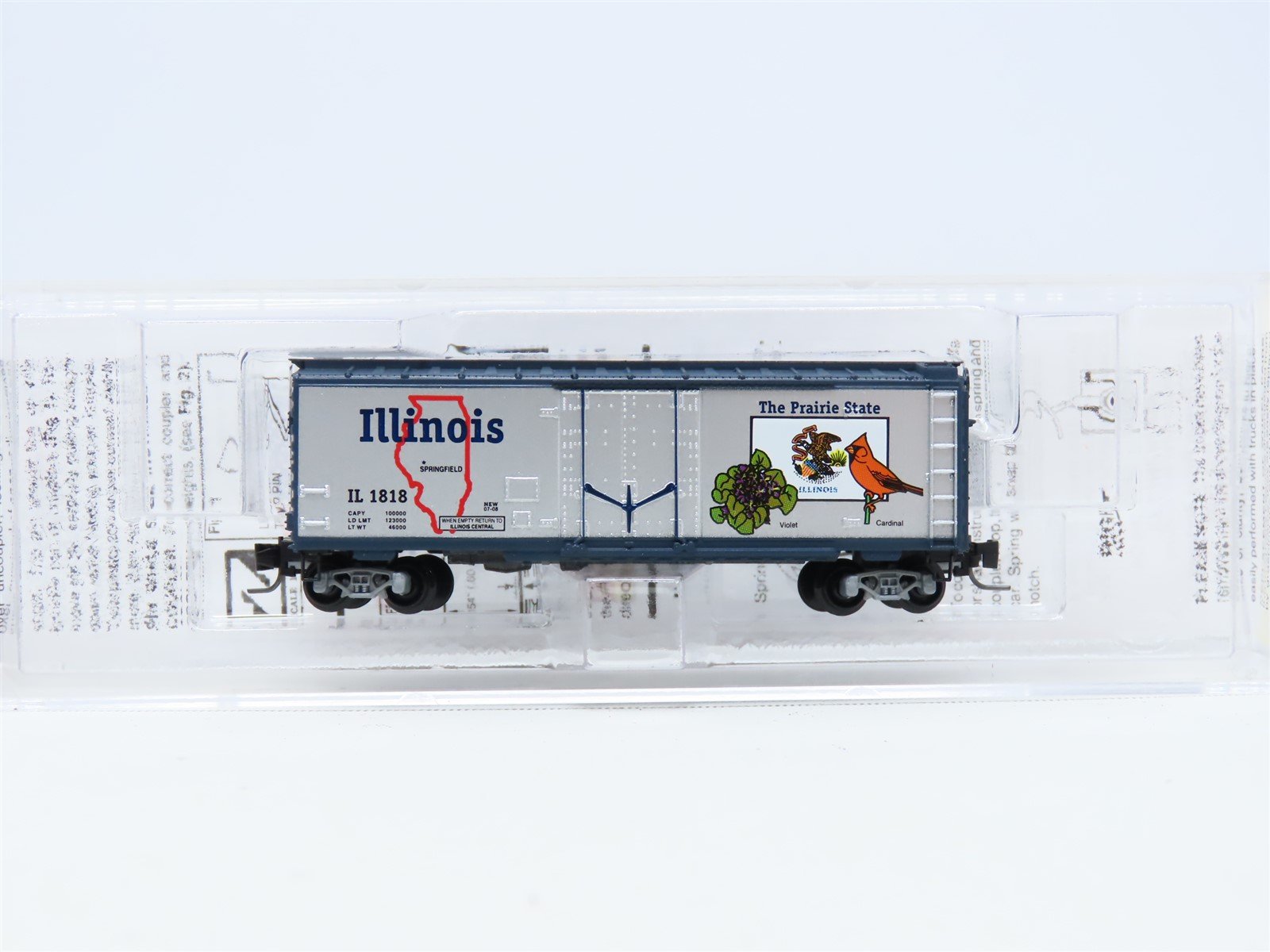 Z Scale Micro-Trains MTL 50200501 IL Illinois State Car Plug Door Box Car #1818